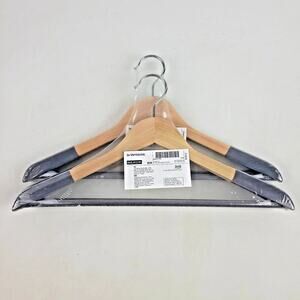 (Set of 4) IKEA SNYGGING Wooden Clothes Hangers Gray Velvet - NEW